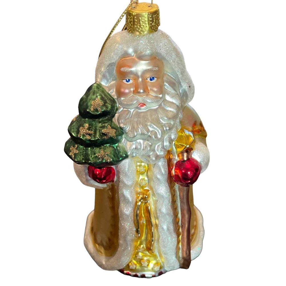 Vintage 2000 Brass Key‎ Hand Crafted Glass Santa Claus Kris Kringle Ornament